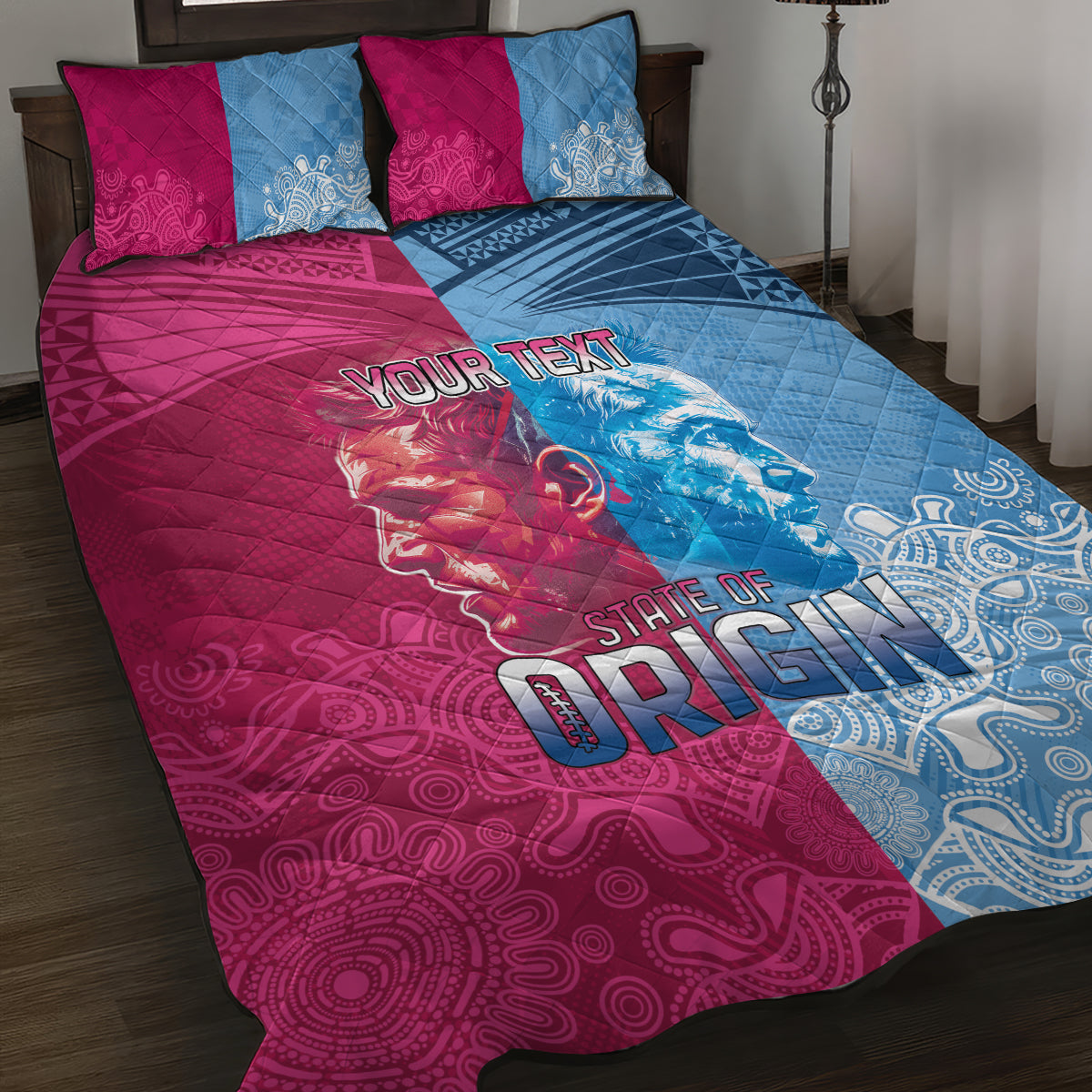 Custom New South Wales and Queensland Quilt Bed Set Rugby Mascot With Sporty Style
