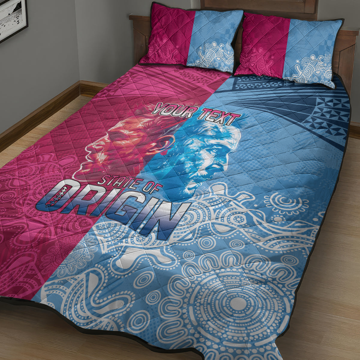 Custom New South Wales and Queensland Quilt Bed Set Rugby Mascot With Sporty Style