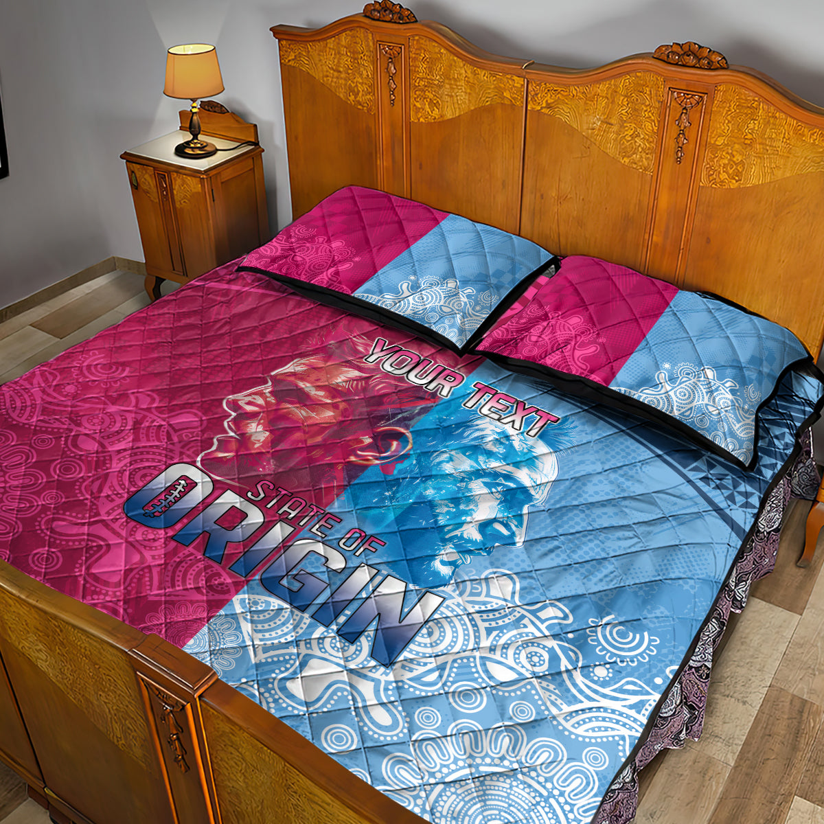 Custom New South Wales and Queensland Quilt Bed Set Rugby Mascot With Sporty Style