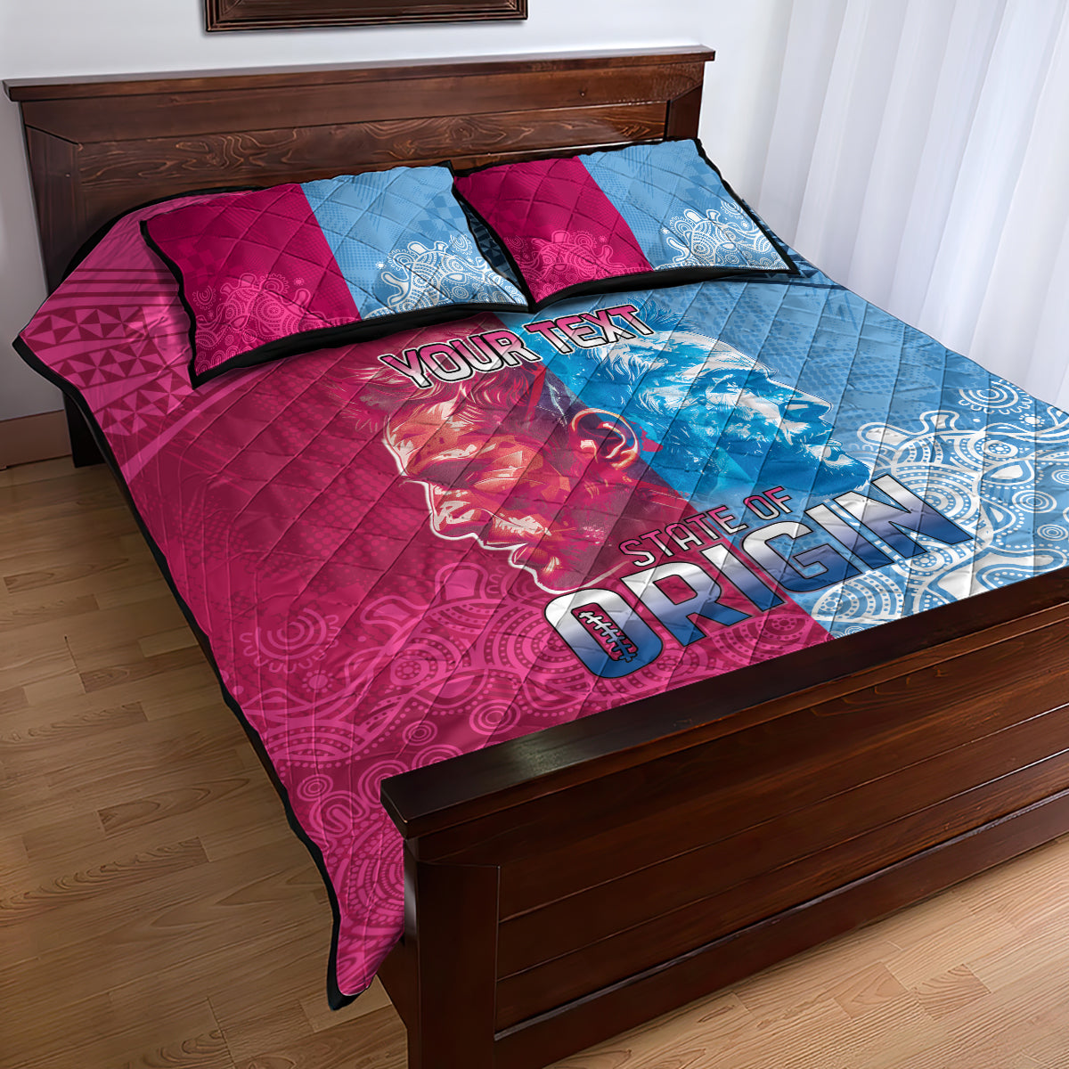 Custom New South Wales and Queensland Quilt Bed Set Rugby Mascot With Sporty Style