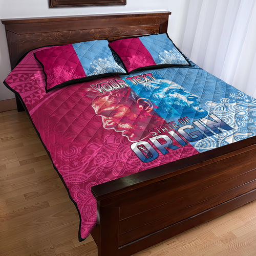 Custom New South Wales and Queensland Quilt Bed Set Rugby Mascot With Sporty Style