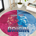 Custom New South Wales and Queensland Round Carpet Rugby Mascot With Sporty Style