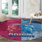 Custom New South Wales and Queensland Round Carpet Rugby Mascot With Sporty Style