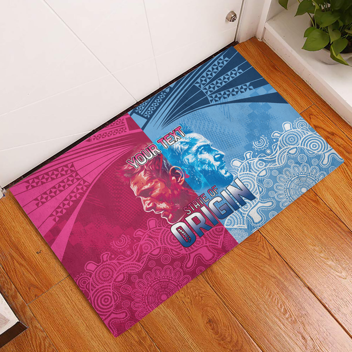 Custom New South Wales and Queensland Rubber Doormat Rugby Mascot With Sporty Style