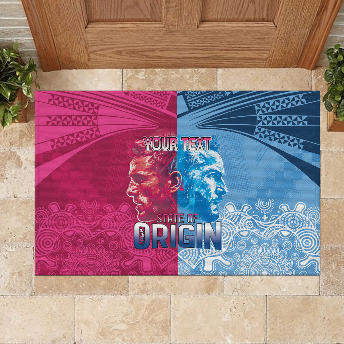 Custom New South Wales and Queensland Rubber Doormat Rugby Mascot With Sporty Style