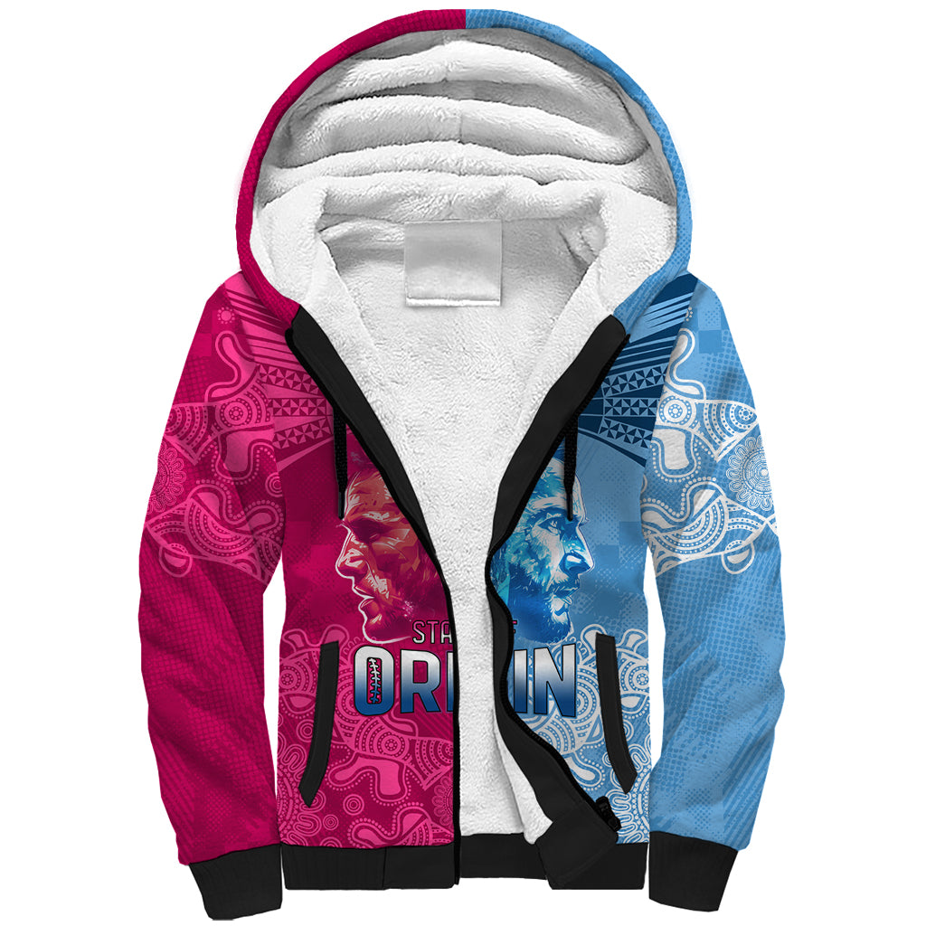 Custom New South Wales and Queensland Sherpa Hoodie Rugby Mascot With Sporty Style