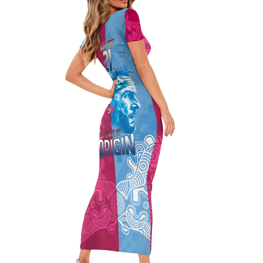 Custom New South Wales and Queensland Short Sleeve Bodycon Dress Rugby Mascot With Sporty Style