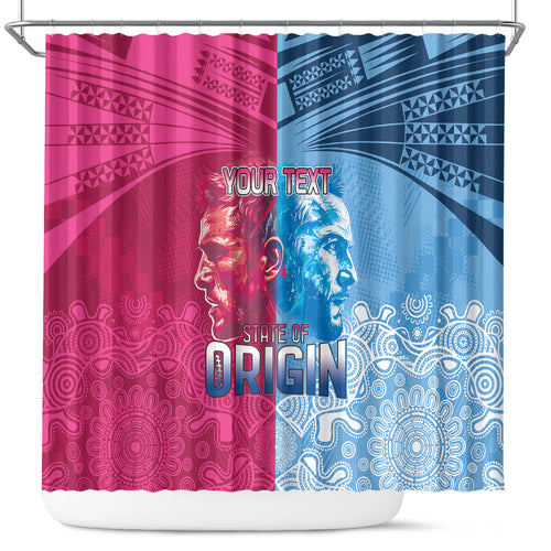 Custom New South Wales and Queensland Shower Curtain Rugby Mascot With Sporty Style