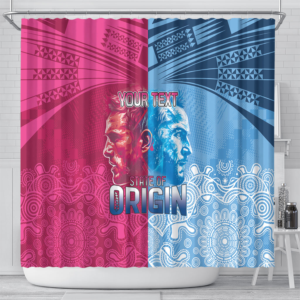 Custom New South Wales and Queensland Shower Curtain Rugby Mascot With Sporty Style