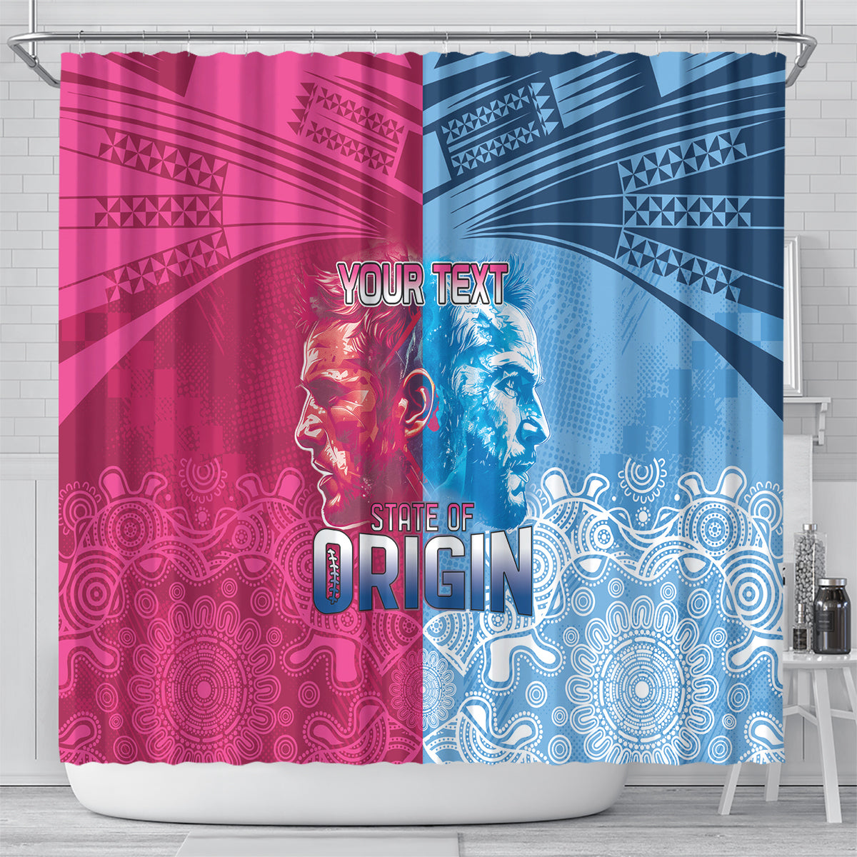 Custom New South Wales and Queensland Shower Curtain Rugby Mascot With Sporty Style