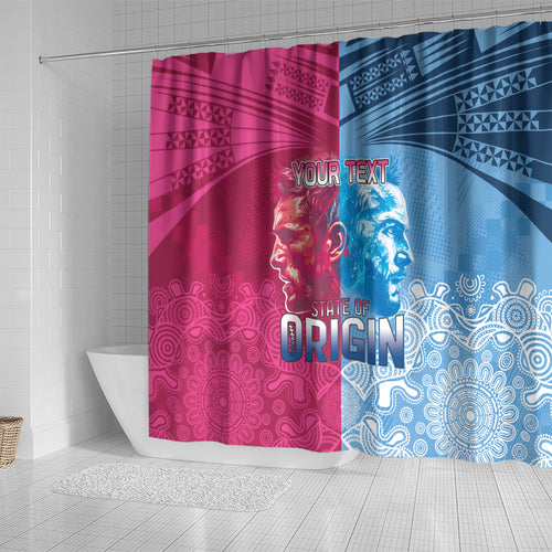 Custom New South Wales and Queensland Shower Curtain Rugby Mascot With Sporty Style