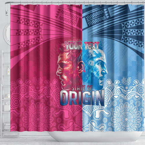 Custom New South Wales and Queensland Shower Curtain Rugby Mascot With Sporty Style