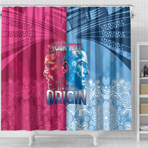 Custom New South Wales and Queensland Shower Curtain Rugby Mascot With Sporty Style