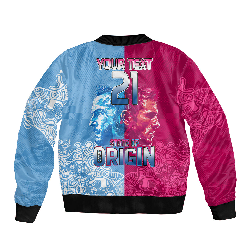 Custom New South Wales and Queensland Sleeve Zip Bomber Jacket Rugby Mascot With Sporty Style