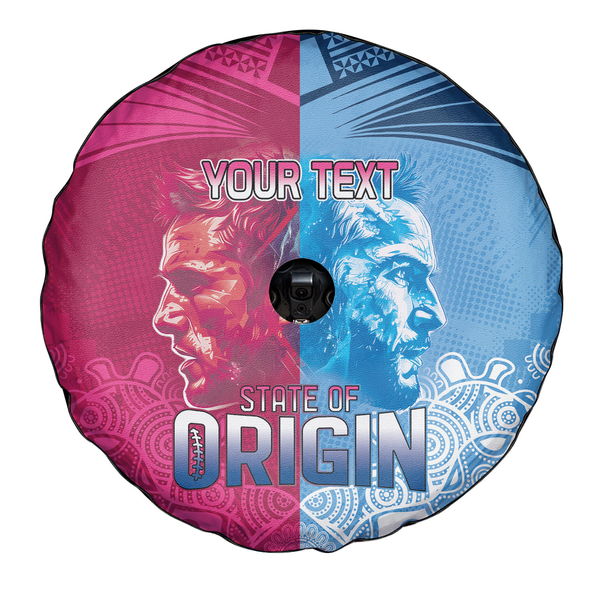 Custom New South Wales and Queensland Spare Tire Cover Rugby Mascot With Sporty Style