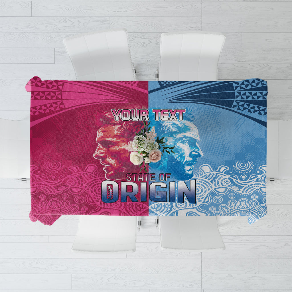 Custom New South Wales and Queensland Tablecloth Rugby Mascot With Sporty Style