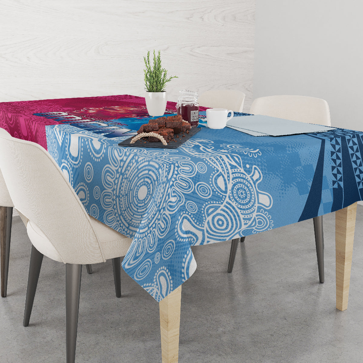 Custom New South Wales and Queensland Tablecloth Rugby Mascot With Sporty Style