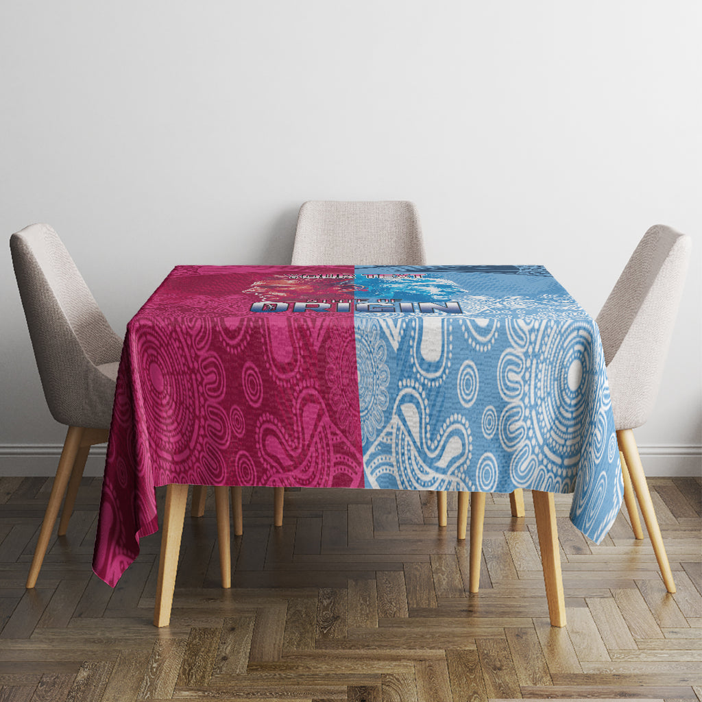 Custom New South Wales and Queensland Tablecloth Rugby Mascot With Sporty Style
