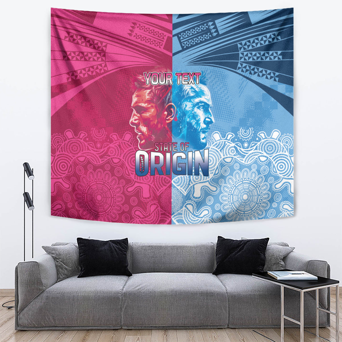 Custom New South Wales and Queensland Tapestry Rugby Mascot With Sporty Style