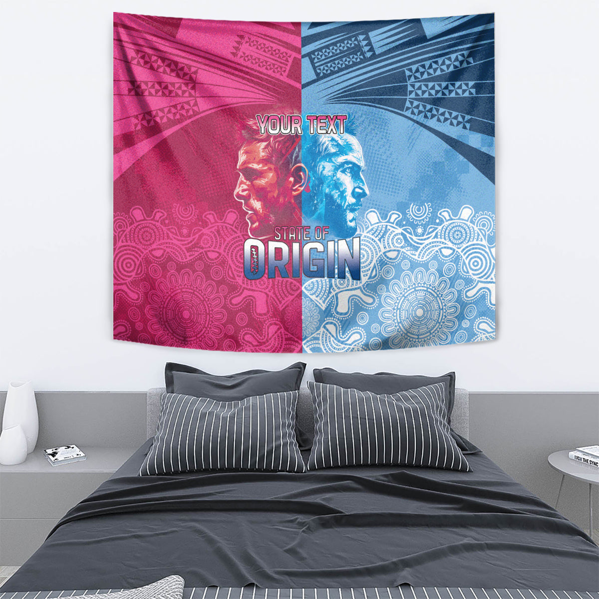 Custom New South Wales and Queensland Tapestry Rugby Mascot With Sporty Style