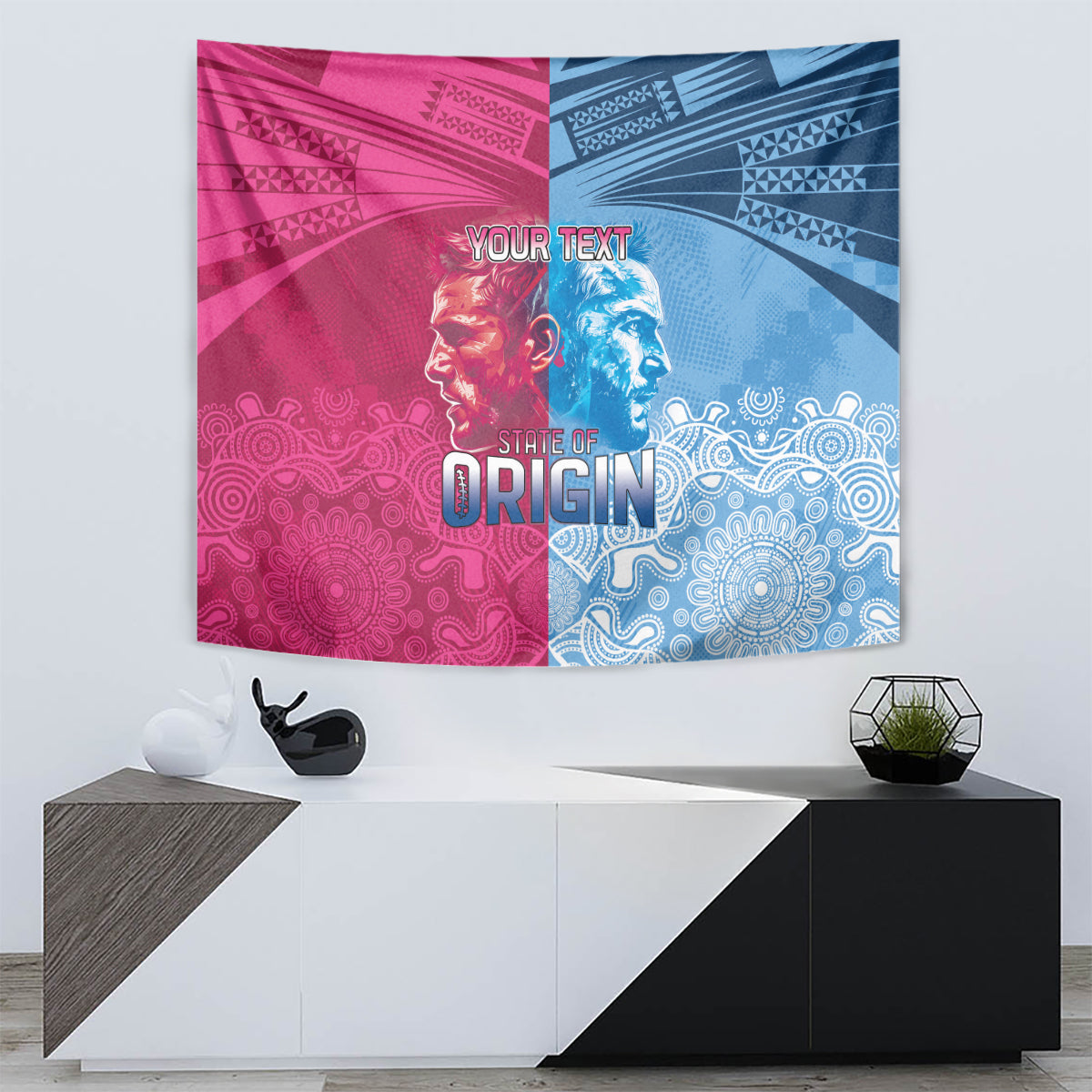 Custom New South Wales and Queensland Tapestry Rugby Mascot With Sporty Style