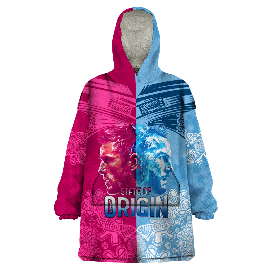 Custom New South Wales and Queensland Wearable Blanket Hoodie Rugby Mascot With Sporty Style