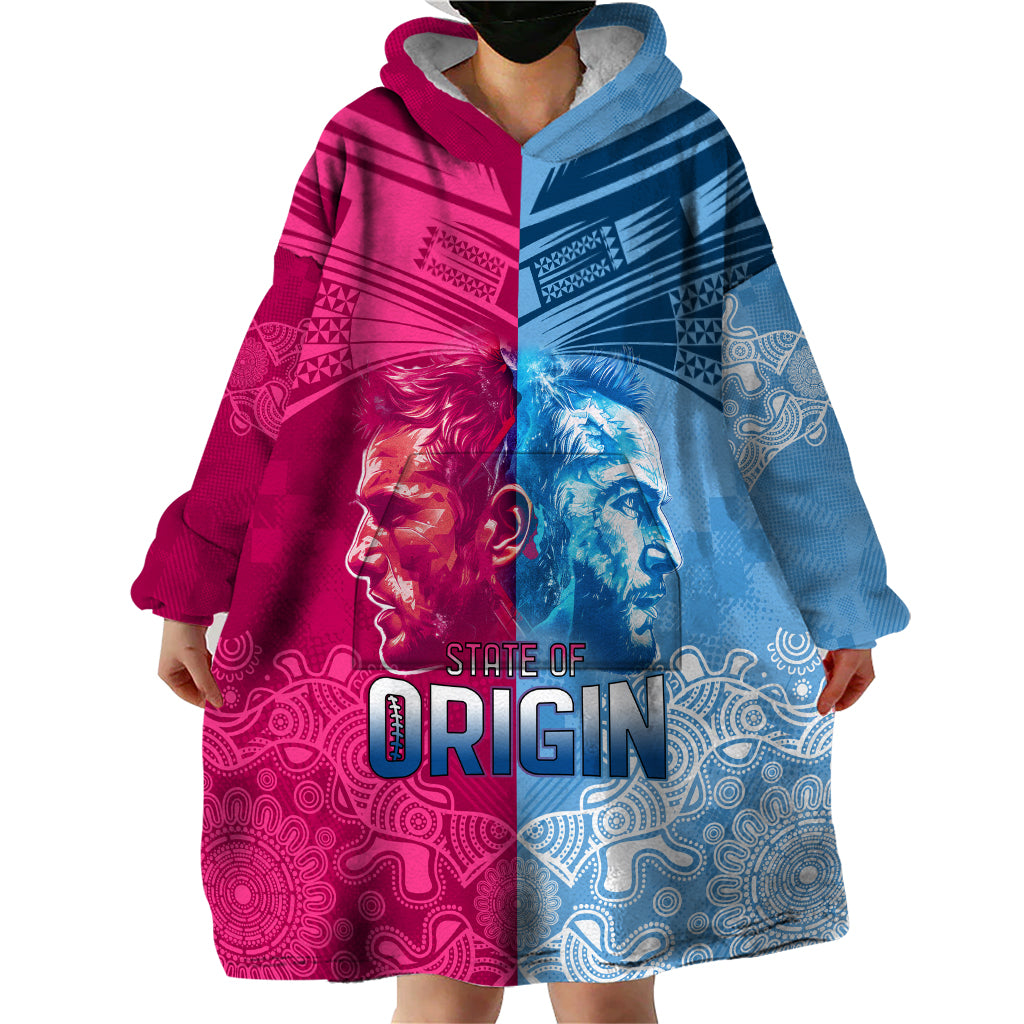 Custom New South Wales and Queensland Wearable Blanket Hoodie Rugby Mascot With Sporty Style