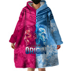 Custom New South Wales and Queensland Wearable Blanket Hoodie Rugby Mascot With Sporty Style