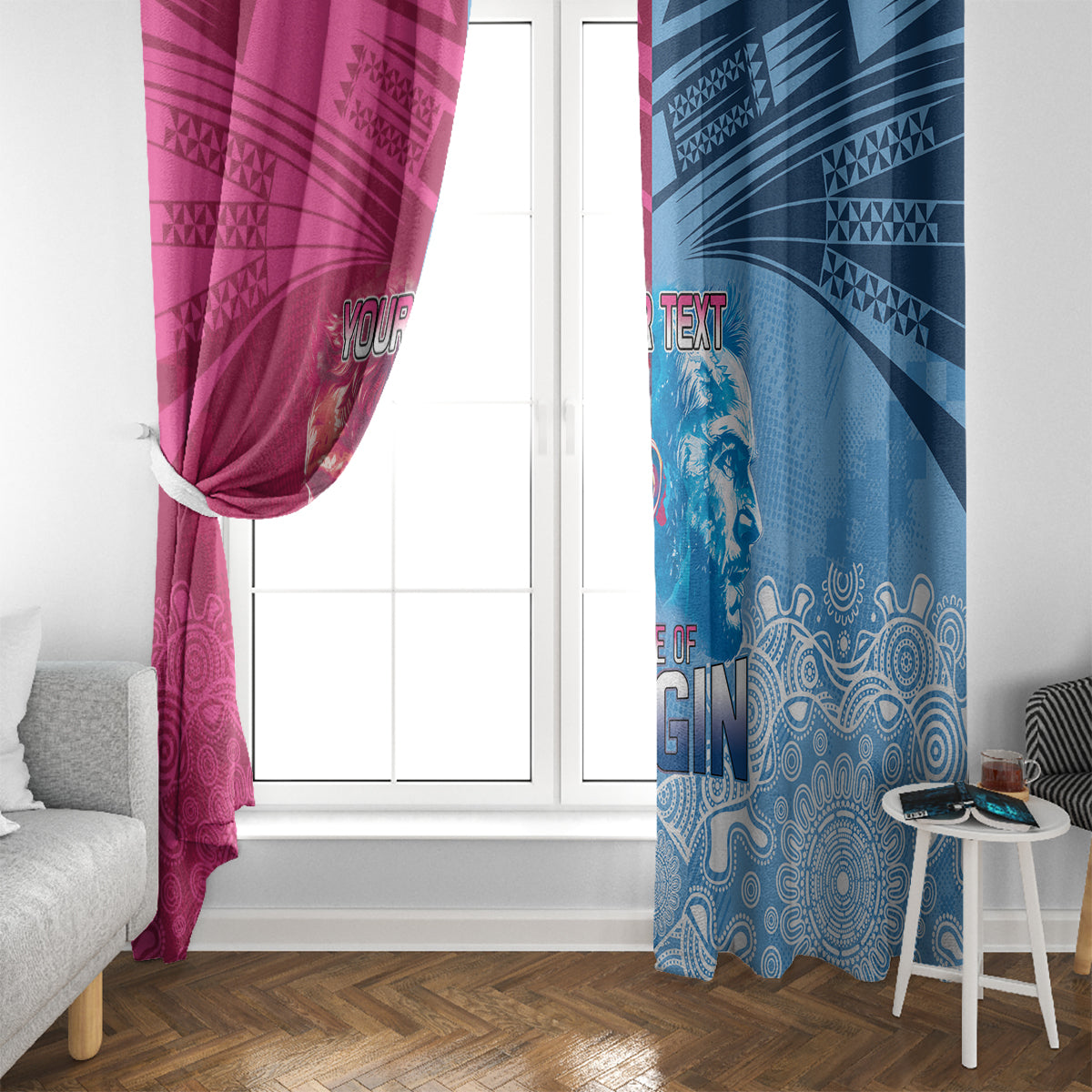 Custom New South Wales and Queensland Window Curtain Rugby Mascot With Sporty Style