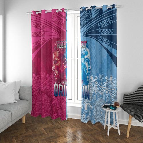 Custom New South Wales and Queensland Window Curtain Rugby Mascot With Sporty Style