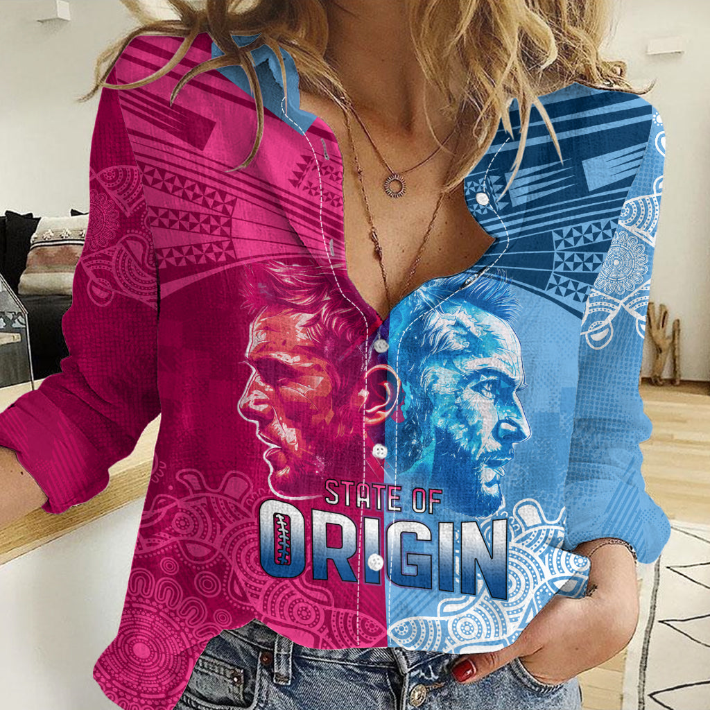 Custom New South Wales and Queensland Women Casual Shirt Rugby Mascot With Sporty Style