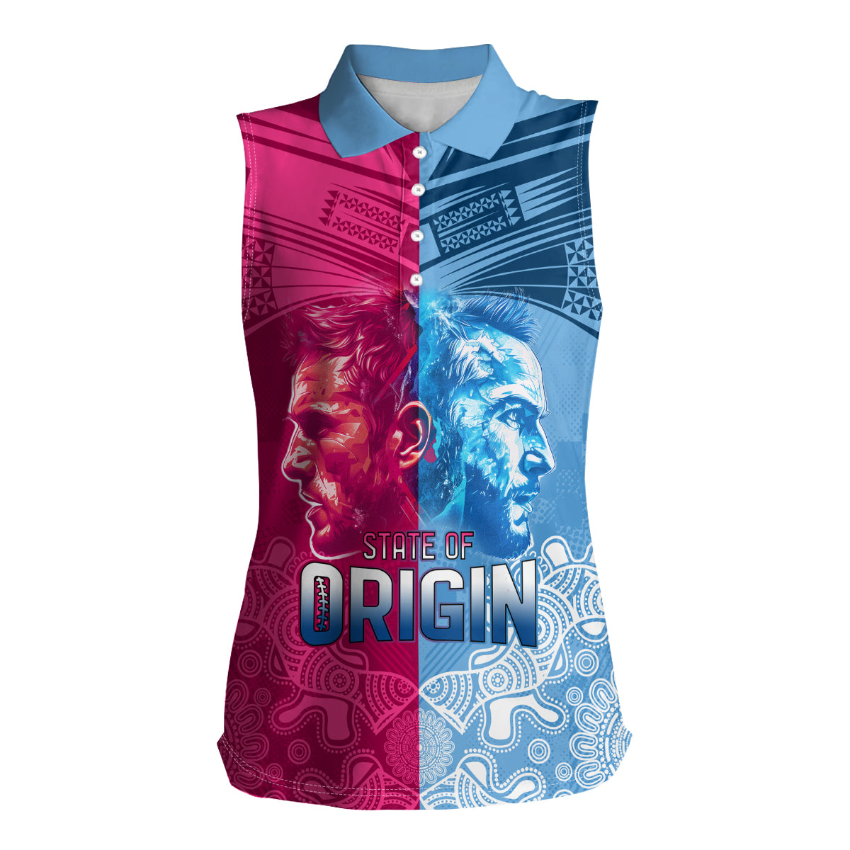 Custom New South Wales and Queensland Women Sleeveless Polo Shirt Rugby Mascot With Sporty Style