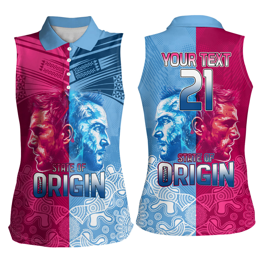 Custom New South Wales and Queensland Women Sleeveless Polo Shirt Rugby Mascot With Sporty Style