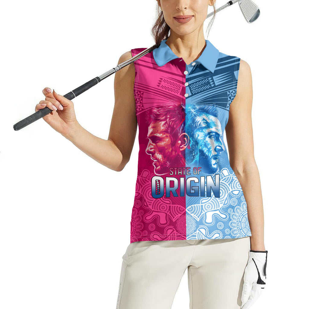 Custom New South Wales and Queensland Women Sleeveless Polo Shirt Rugby Mascot With Sporty Style