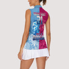 Custom New South Wales and Queensland Women Sleeveless Polo Shirt Rugby Mascot With Sporty Style