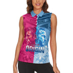 Custom New South Wales and Queensland Women Sleeveless Polo Shirt Rugby Mascot With Sporty Style