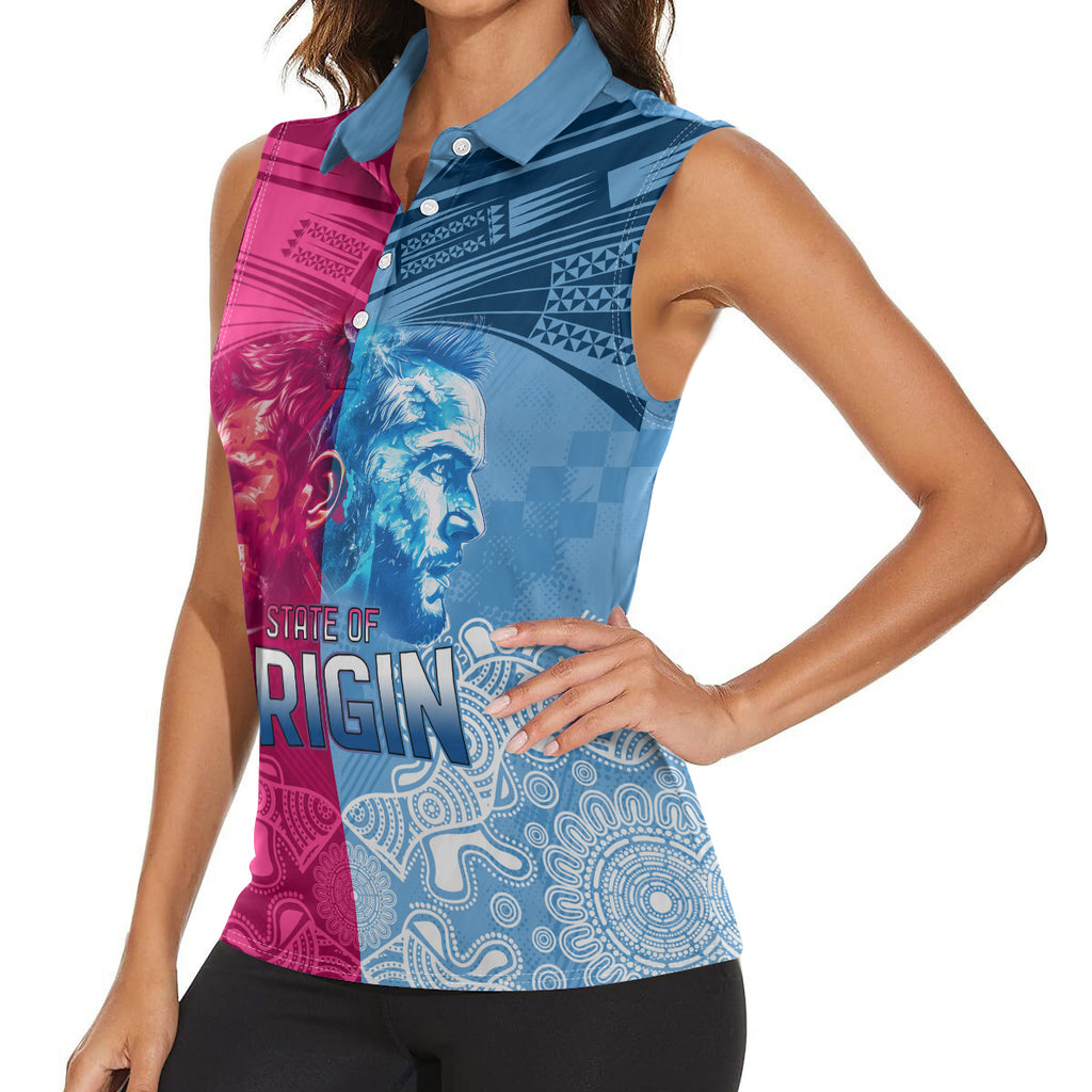 Custom New South Wales and Queensland Women Sleeveless Polo Shirt Rugby Mascot With Sporty Style