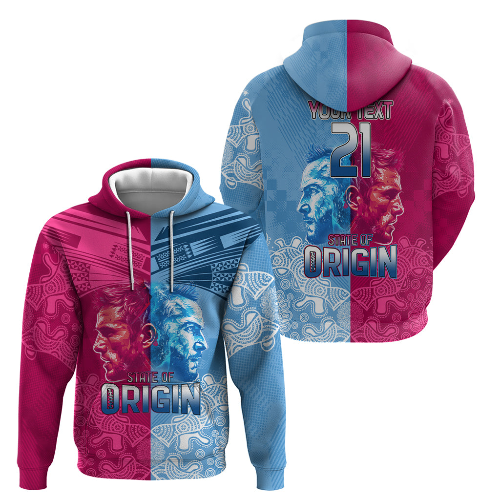 Custom New South Wales and Queensland Zip Hoodie Rugby Mascot With Sporty Style