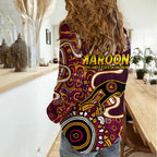 Queensland Rugby Women Casual Shirt State of Origin Go Maroons Indigenous Tribal LT9