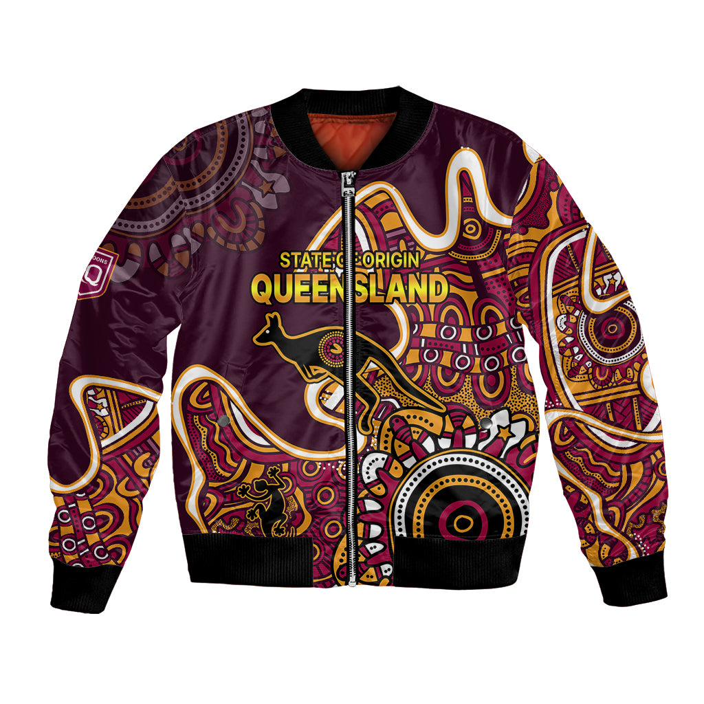 custom-text-and-number-queensland-rugby-bomber-jacket-state-of-origin-go-maroons-indigenous-tribal