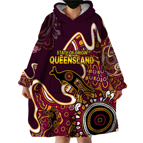custom-text-and-number-queensland-rugby-wearable-blanket-hoodie-state-of-origin-go-maroons-indigenous-tribal