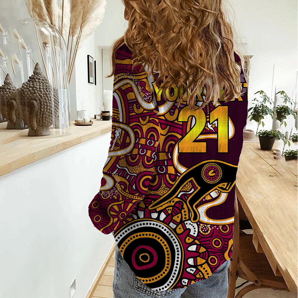 custom-text-and-number-queensland-rugby-women-casual-shirt-state-of-origin-go-maroons-indigenous-tribal