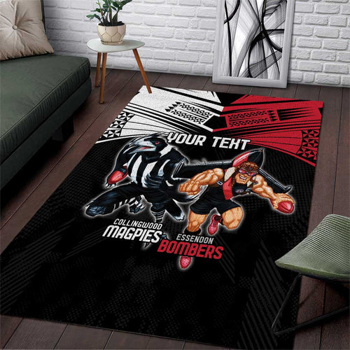 Custom Essendon and Collingwood Area Rug Together Sporty Style