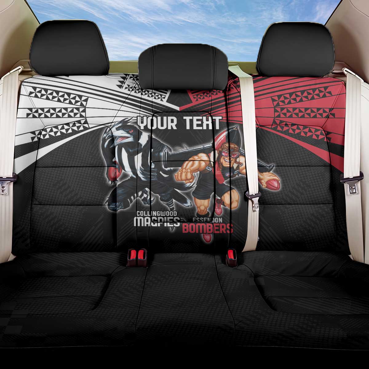 Custom Essendon and Collingwood Back Car Seat Cover Together Sporty Style