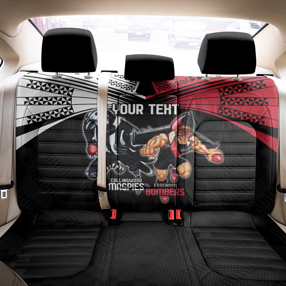Custom Essendon and Collingwood Back Car Seat Cover Together Sporty Style