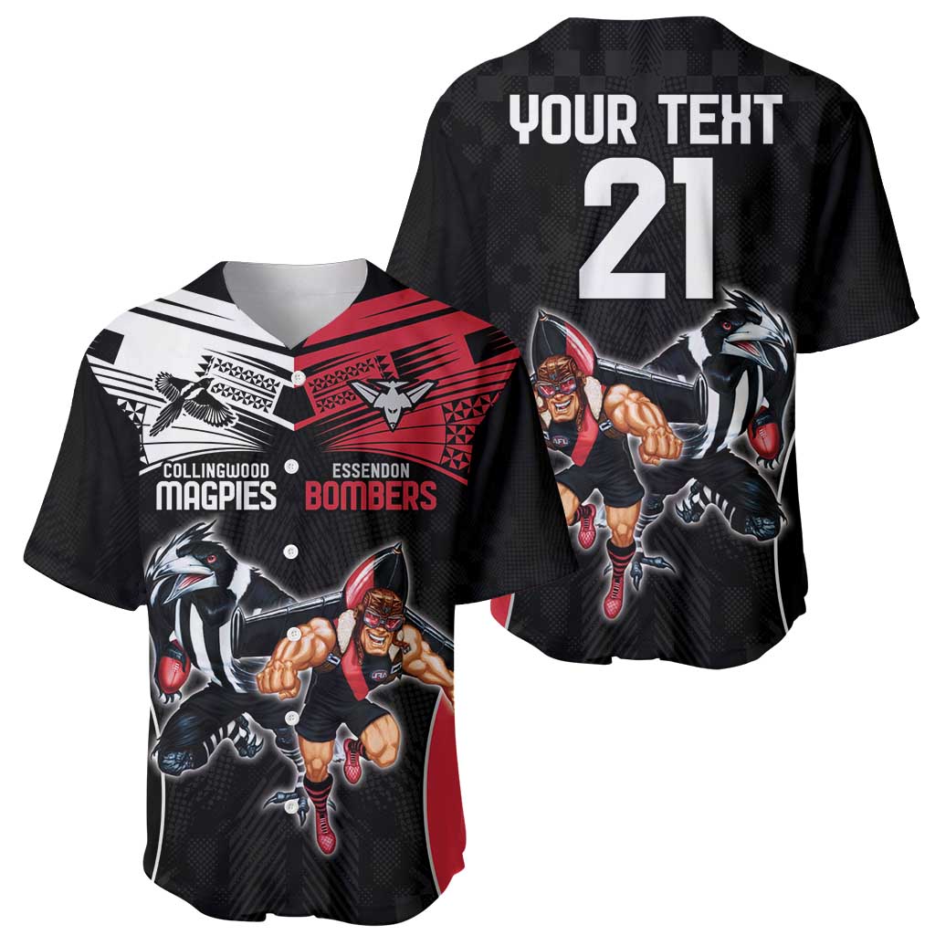 Custom Essendon and Collingwood Baseball Jersey Together Sporty Style