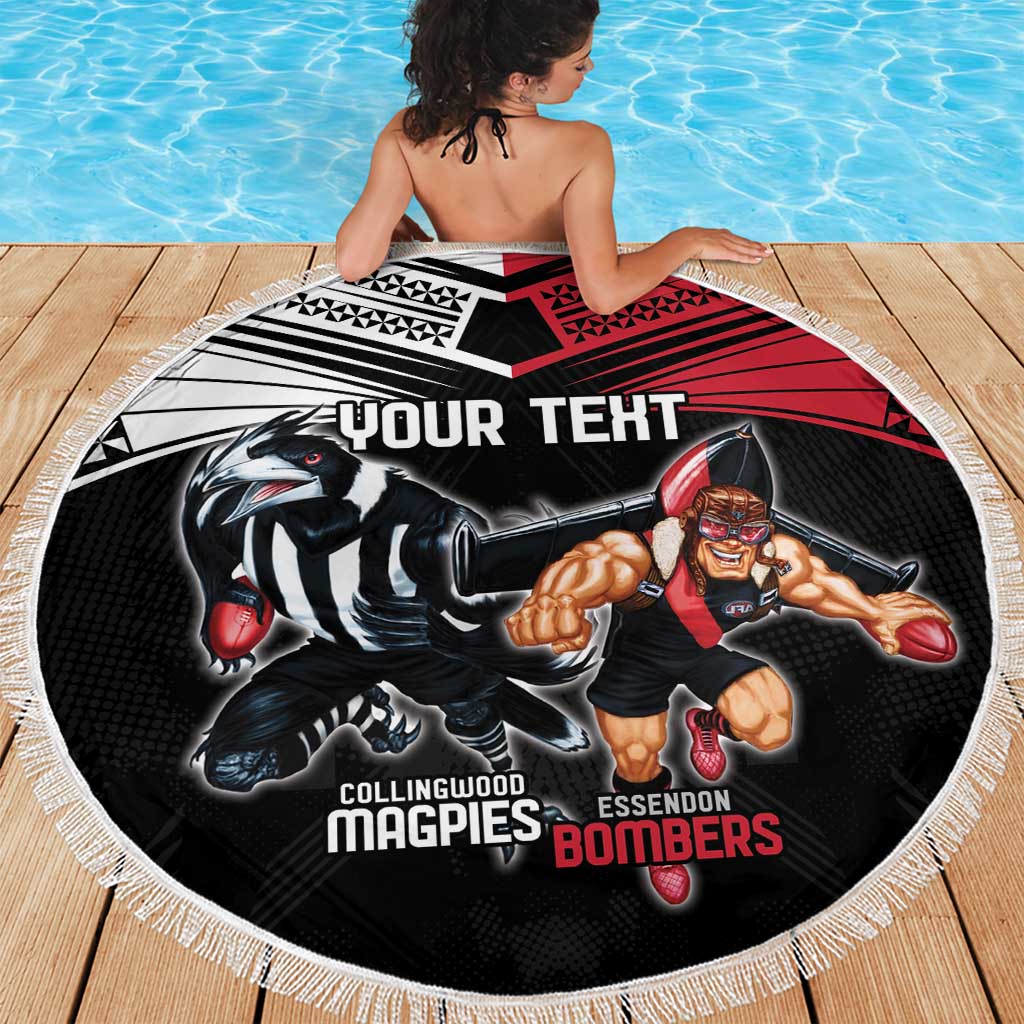 Custom Essendon and Collingwood Beach Blanket Together Sporty Style