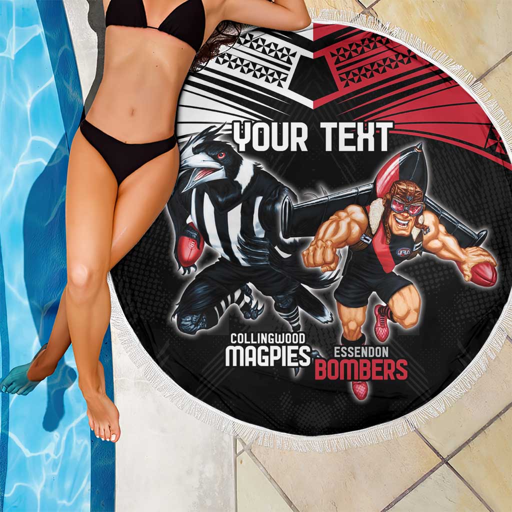 Custom Essendon and Collingwood Beach Blanket Together Sporty Style