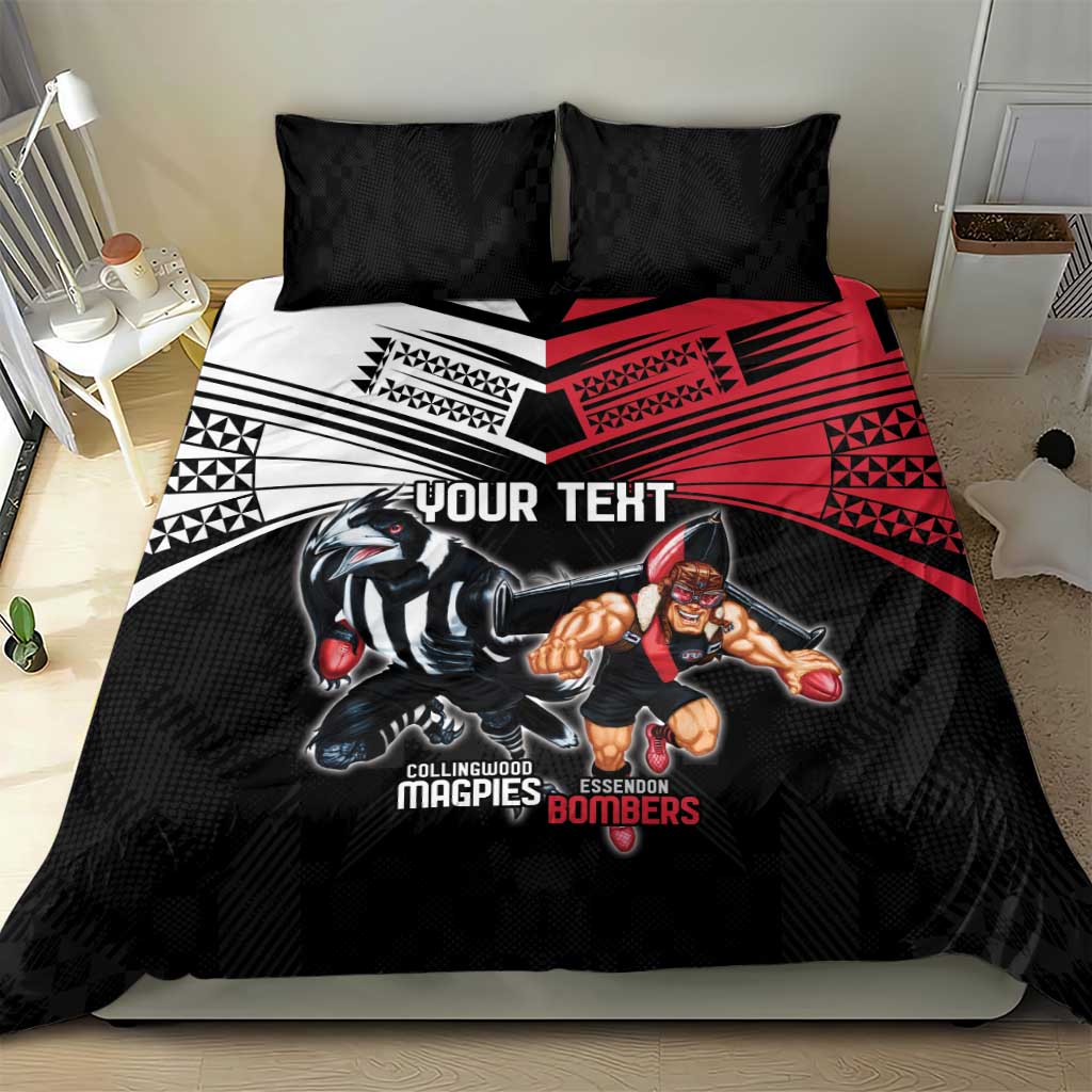 Custom Essendon and Collingwood Bedding Set Together Sporty Style