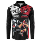 Custom Essendon and Collingwood Button Sweatshirt Together Sporty Style